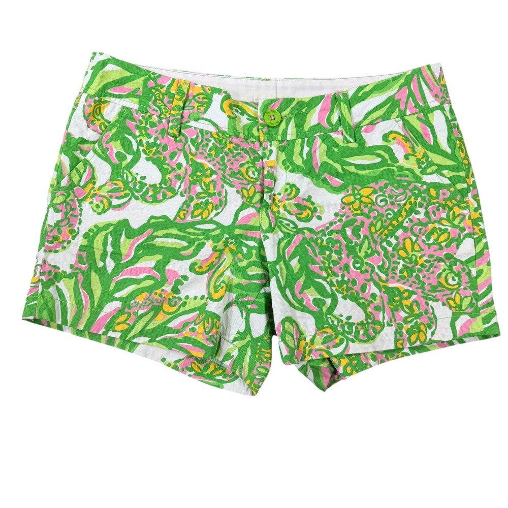 Lilly Pulitzer Women Callahan Green Pink Chino Shorts Size 8